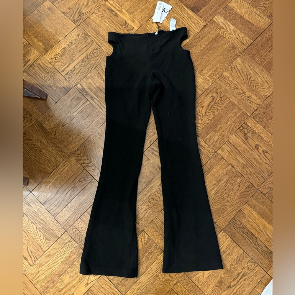 Zara black flare pants cut out sides